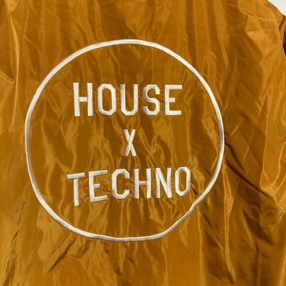 CRSSD Mens Bomber Jacket S House x Techno DJ Music Festival EDM Rave Yellow Gold - Picture 6 of 8